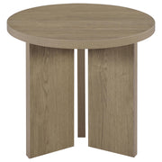 Aragon Round Panel Base End Table Latte - 706677