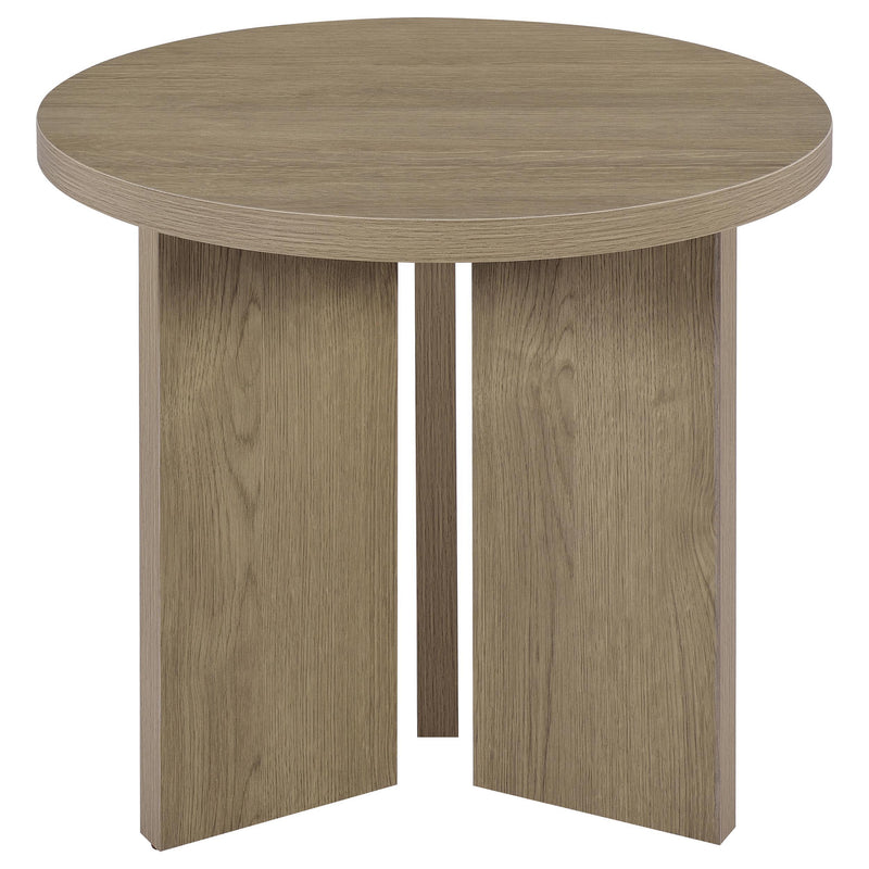 Aragon Round Panel Base End Table Latte - 706677