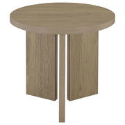 Aragon Round Panel Base End Table Latte - 706677