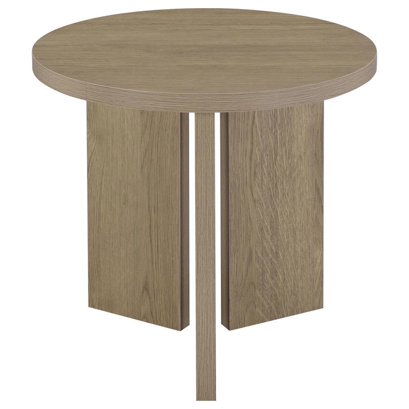 Aragon Round Panel Base End Table Latte - 706677