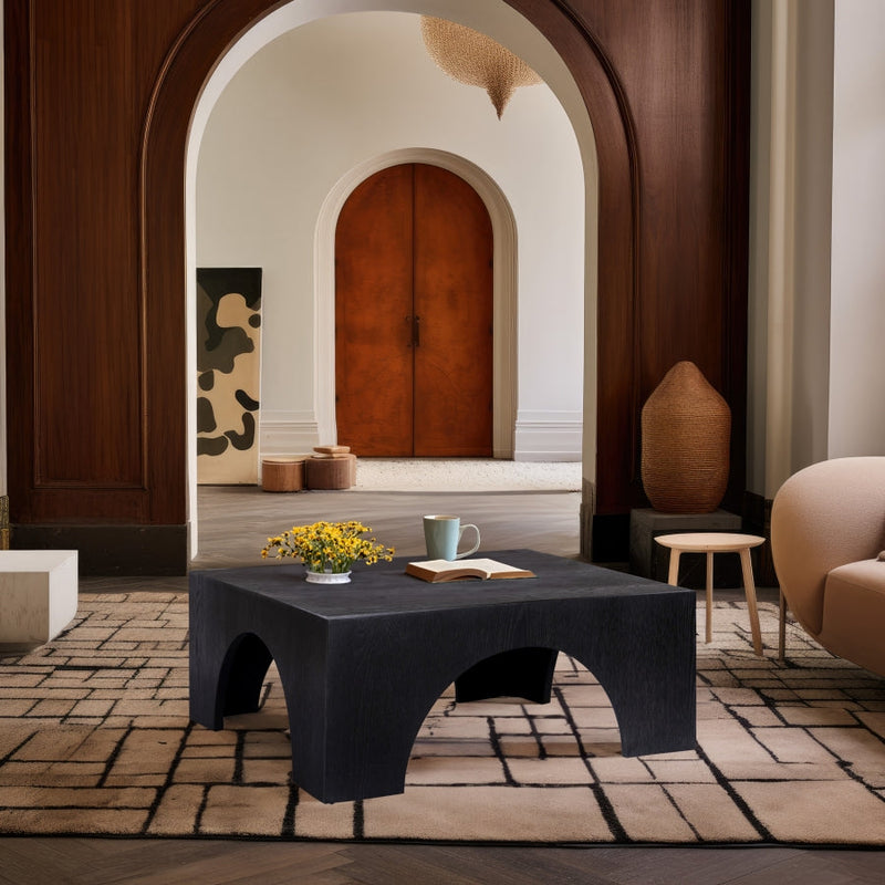 Arch Oak Wood Coffee Table in Black - 273Black-C