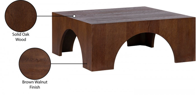 Arch Oak Wood Coffee Table in Brown - 273Brown-C