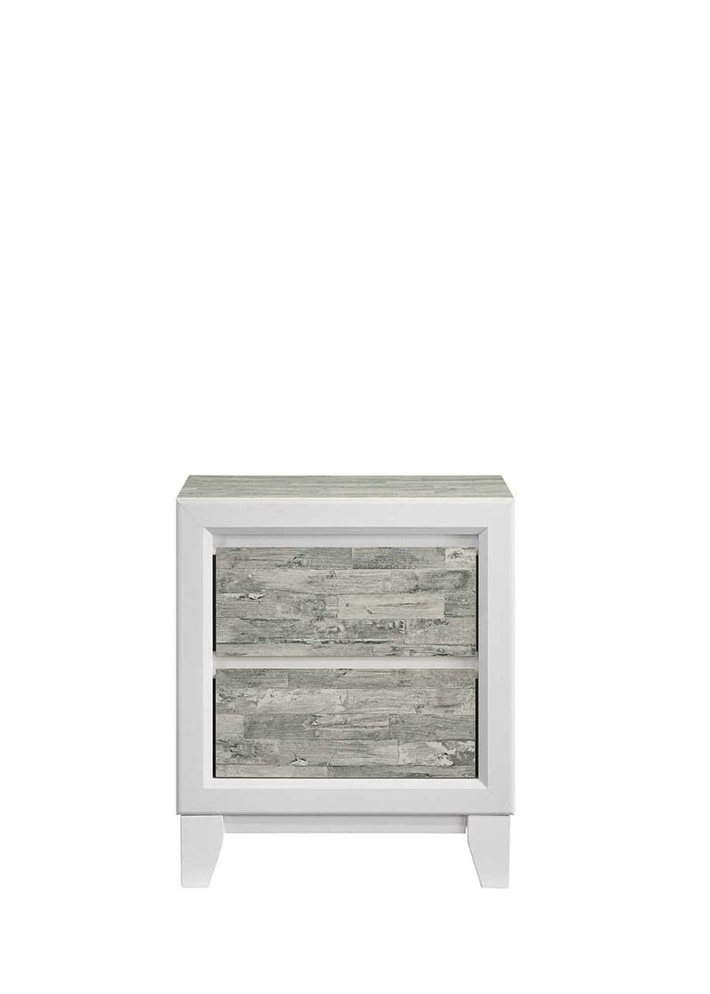 Arctic - Gray & White 2 Drawers Nightstand - B369-N