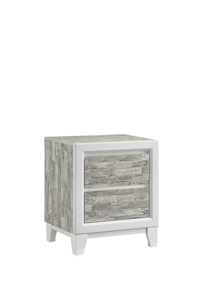Arctic - Gray & White 2 Drawers Nightstand - B369-N