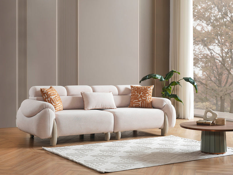 Arden 4-pieces (2 Sofa & 2 Chair) Livingroom in Cream - Brown - 200-ELIF-ARD-A600-3311