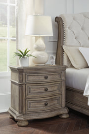 Ardenfield California King Upholstered Sleigh Bed with 2 Nightstands in Light Brown from Ashley - Luna Furniture