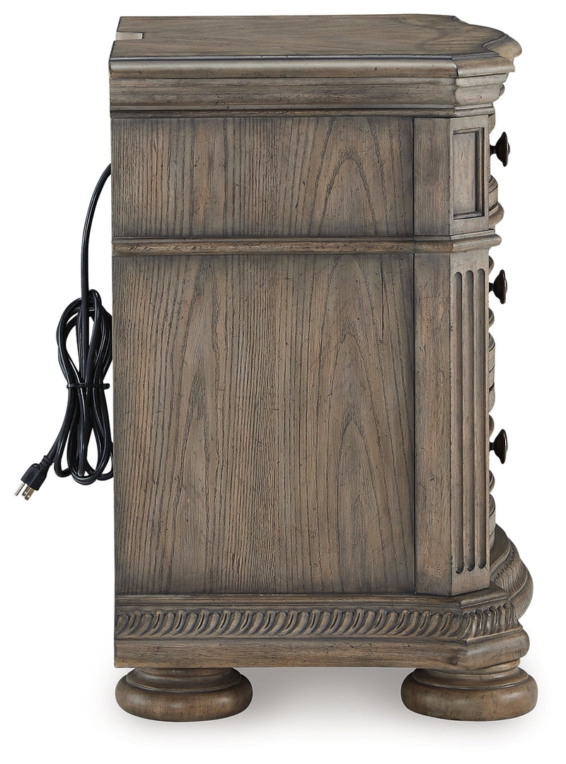 Ardenfield California King Upholstered Sleigh Bed with 2 Nightstands in Light Brown from Ashley - Luna Furniture