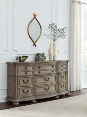Ardenfield California King Upholstered Sleigh Bed with Dresser in Light Brown from Ashley - Luna Furniture