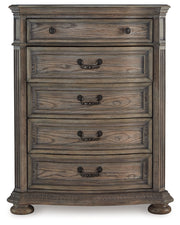 Ardenfield King Upholstered Sleigh Bed with Mirrored Dresser and Chest in Light Brown from Ashley - Luna Furniture
