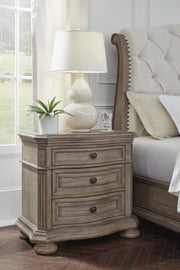 Ardenfield Light Brown California King Sleigh Bed, Chest and Nightstand - B944B6