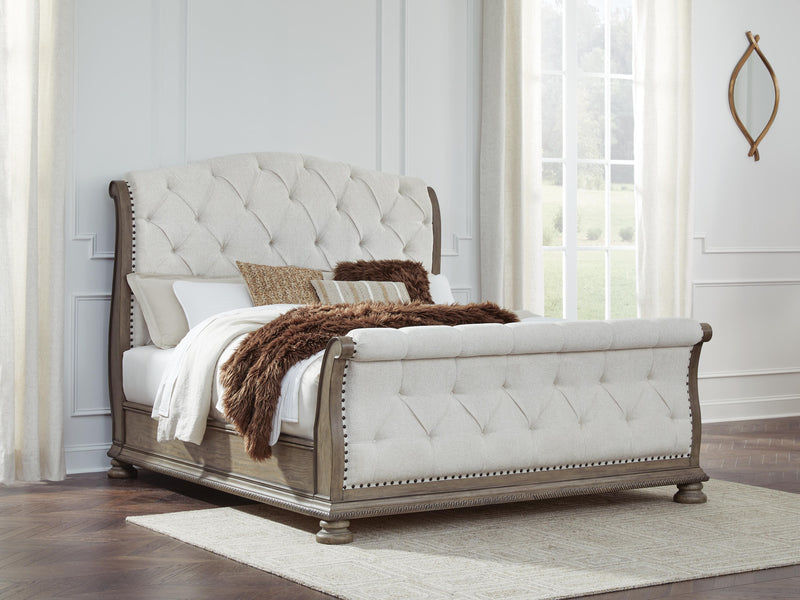 Ardenfield Light Brown California King Upholstered Sleigh Bed - B944B5