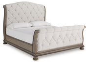 Ardenfield Light Brown California King Upholstered Sleigh Bed - B944B5