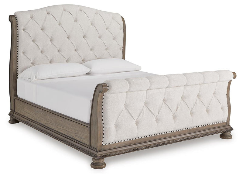Ardenfield Light Brown California King Upholstered Sleigh Bed - B944B5