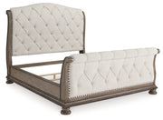 Ardenfield Light Brown Queen Upholstered Sleigh Bed - Gate FurnitureQueen Bed