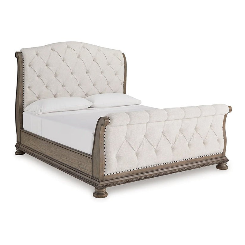 Ardenfield Light Brown Queen Upholstered Sleigh Bed - Gate FurnitureQueen Bed