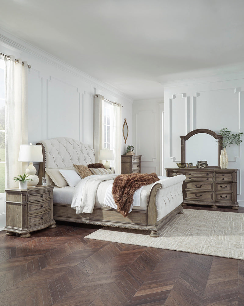 Ardenfield Light Brown Upholstered Sleigh Bedroom Set - Gate FurnitureBedroom Set