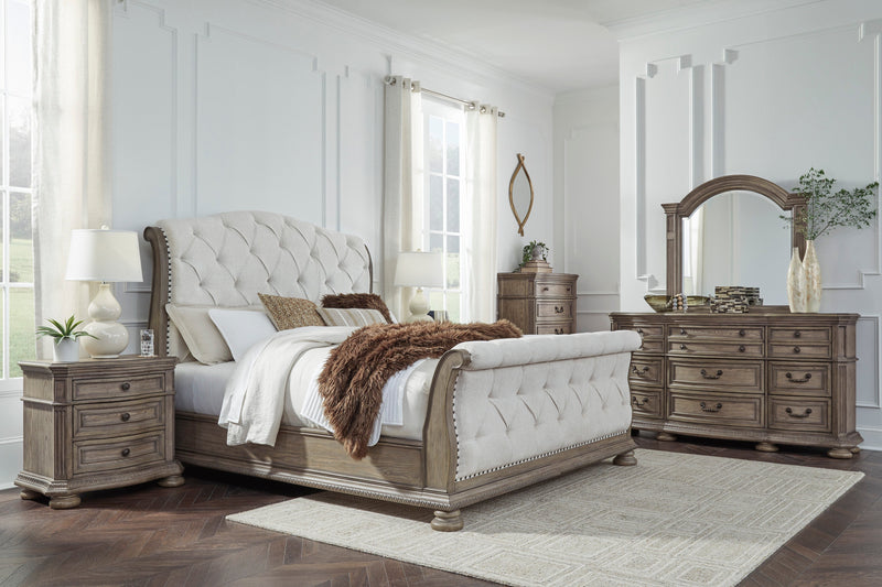 Ardenfield Light Brown Upholstered Sleigh Bedroom Set - Gate FurnitureBedroom Set