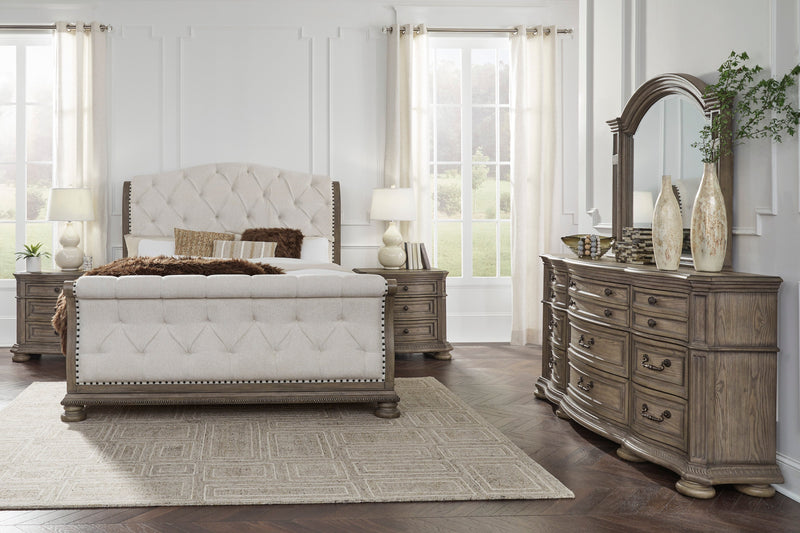 Ardenfield Light Brown Upholstered Sleigh Bedroom Set - Gate FurnitureBedroom Set