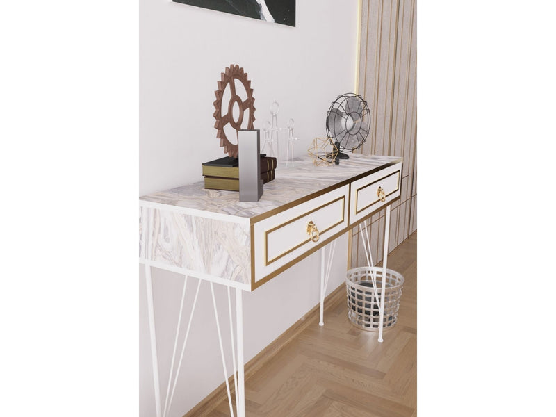 Ardeno London Consol Table White Marble in White - 790-ARDENO-WHI