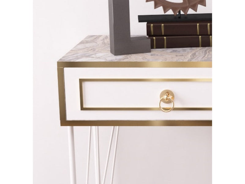 Ardeno London Consol Table White Marble in White - 790-ARDENO-WHI