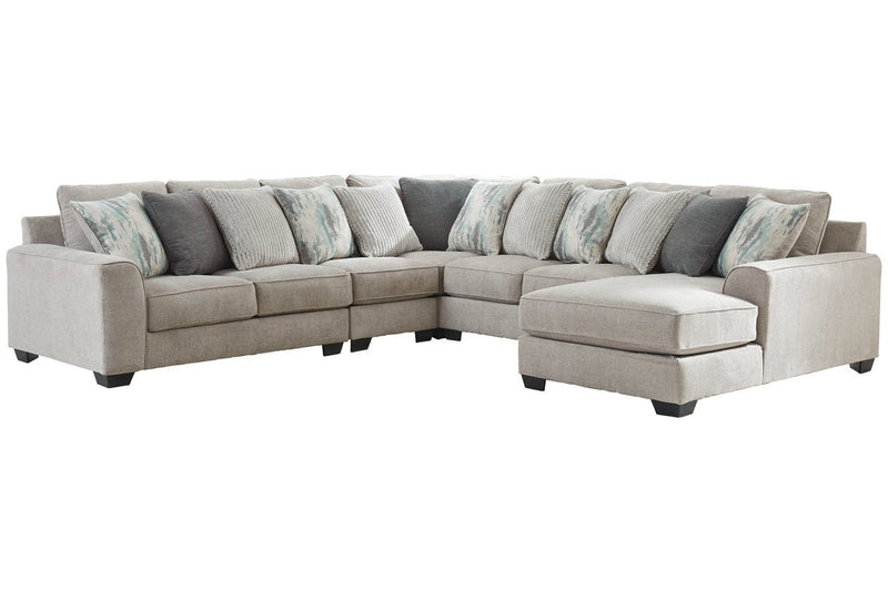 Ardsley Pewter 5 - Piece RAF Chaise Sectional - Gate FurnitureSectional