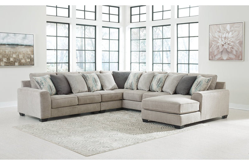 Ardsley Pewter 5 - Piece RAF Chaise Sectional - Gate FurnitureSectional