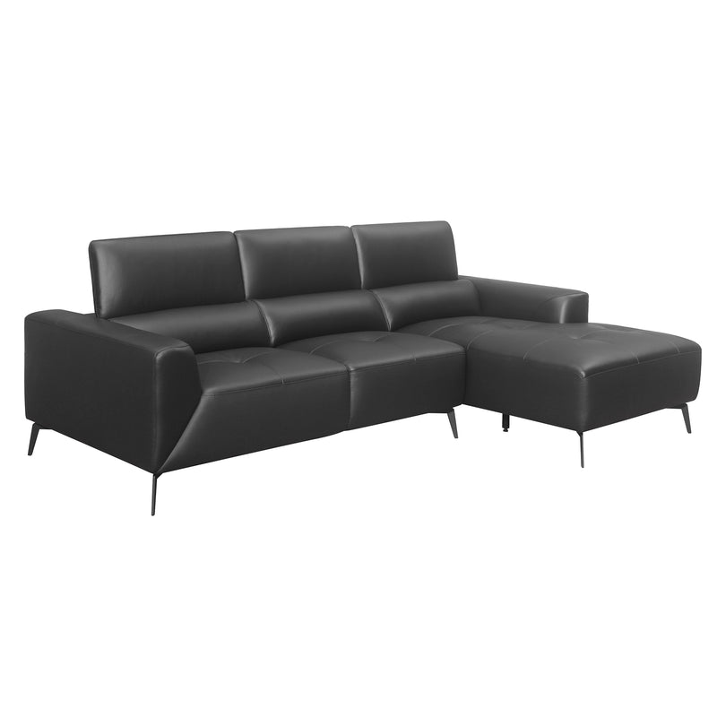 Argonne Black Leather RAF Sectional - Gate FurnitureSectional
