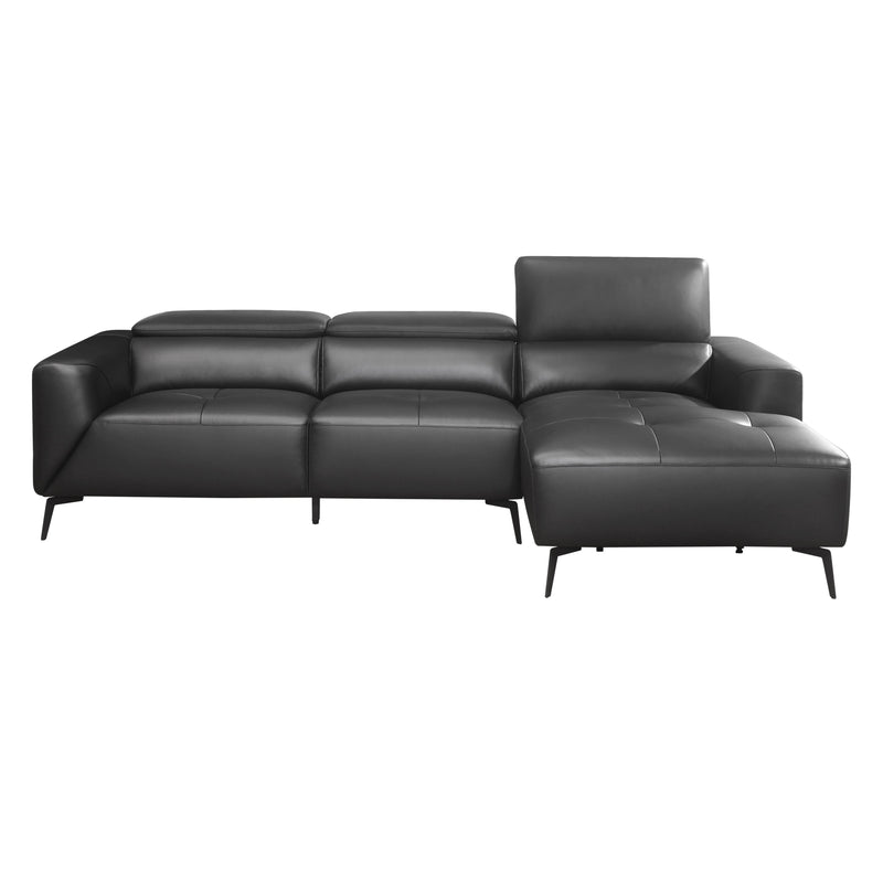 Argonne Black Leather RAF Sectional - Gate FurnitureSectional