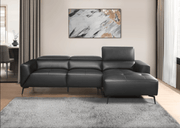Argonne Black Leather RAF Sectional - Gate FurnitureSectional