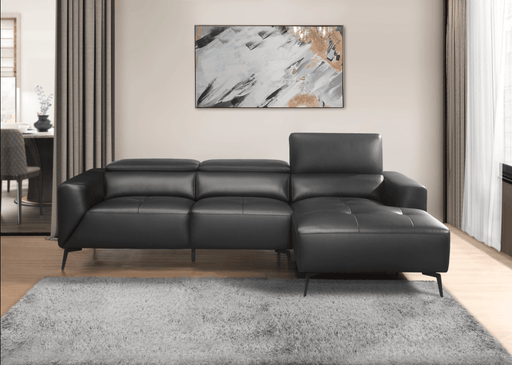 Argonne Black Leather RAF Sectional - Gate FurnitureSectional