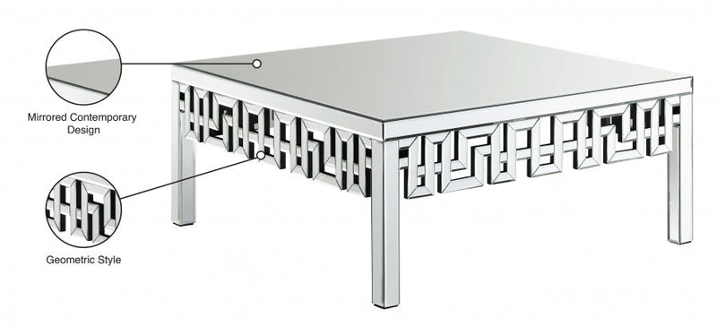 Aria Mirrored Coffee Table in Mirrored - 412-C