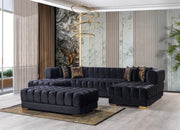 Ariana Black Velvet Double Chaise Sectional - Gate FurnitureSectional