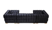 Ariana Black Velvet Double Chaise Sectional - Gate FurnitureSectional