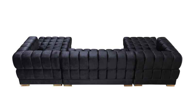 Ariana Black Velvet Double Chaise Sectional - Gate FurnitureSectional