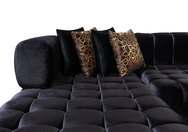 Ariana Black Velvet Double Chaise Sectional - Gate FurnitureSectional