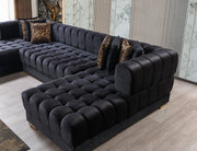 Ariana Black Velvet Double Chaise Sectional - Gate FurnitureSectional