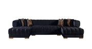 Ariana Black Velvet Double Chaise Sectional - Gate FurnitureSectional