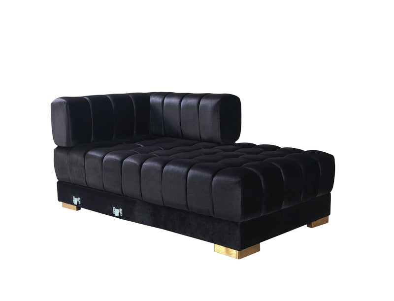 Ariana Black Velvet Double Chaise Sectional - Gate FurnitureSectional