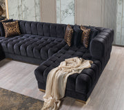 Ariana Black Velvet Double Chaise Sectional - Gate FurnitureSectional