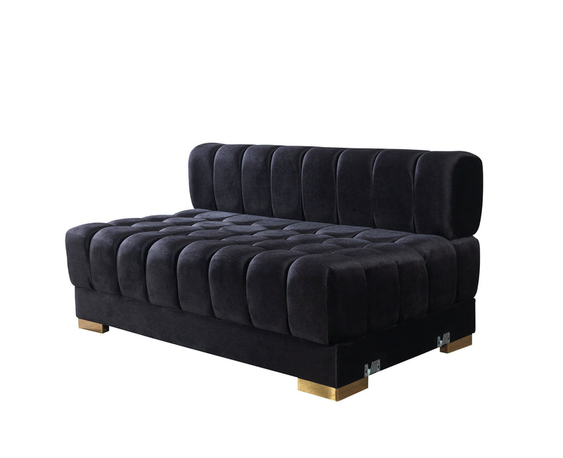 Ariana Black Velvet Double Chaise Sectional - Gate FurnitureSectional