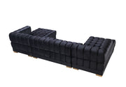 Ariana Black Velvet Double Chaise Sectional - Gate FurnitureSectional