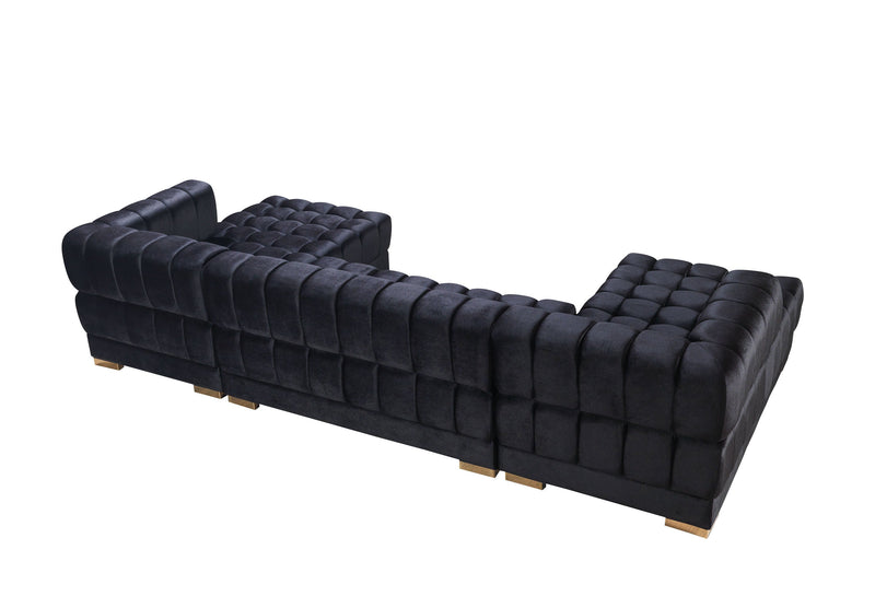 Ariana Black Velvet Double Chaise Sectional - Gate FurnitureSectional
