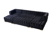 Ariana Black Velvet Double Chaise Sectional - Gate FurnitureSectional