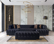 Ariana Black Velvet Double Chaise Sectional - Gate FurnitureSectional