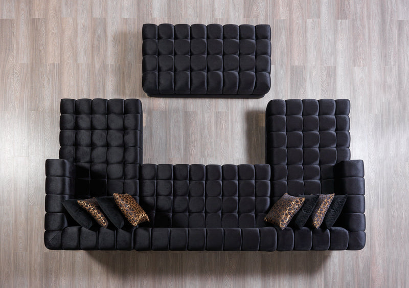 Ariana Black Velvet Double Chaise Sectional - Gate FurnitureSectional