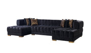 Ariana Black Velvet Double Chaise Sectional - Gate FurnitureSectional