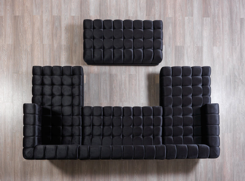 Ariana Black Velvet Double Chaise Sectional - Gate FurnitureSectional