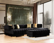 Ariana Black Velvet Rectangle Ottoman - ARIANABLACK-OTT