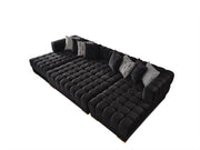 Ariana Black Velvet Rectangle Ottoman - ARIANABLACK-OTT