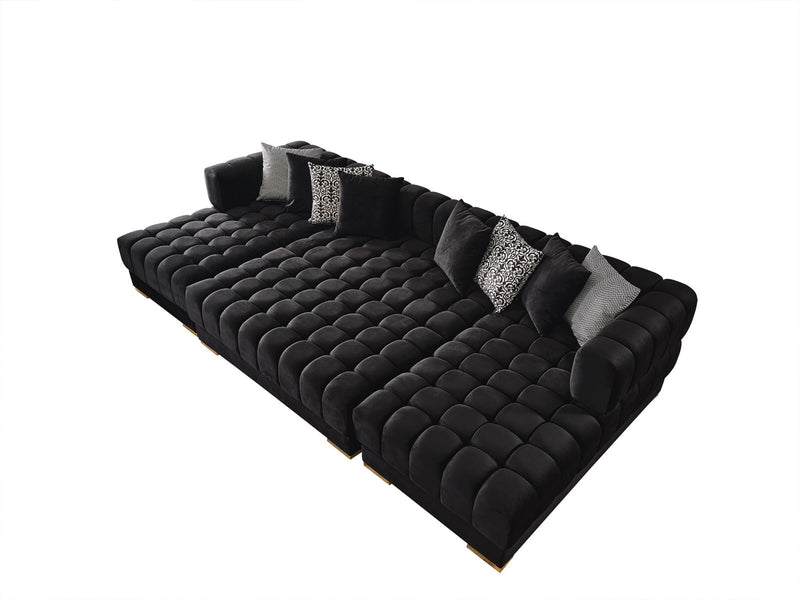 Ariana Black Velvet Rectangle Ottoman - ARIANABLACK-OTT